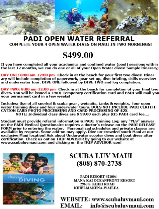 PADI Open Water Referral